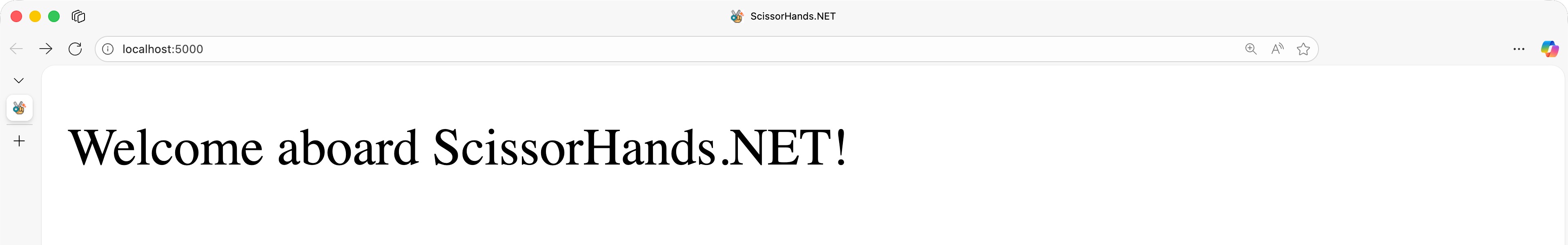 Screenshot of “Welcome onboard ScissorHands.NET”